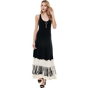 T-Party Black and White Tie Dye Racerback Maxi Dress Small